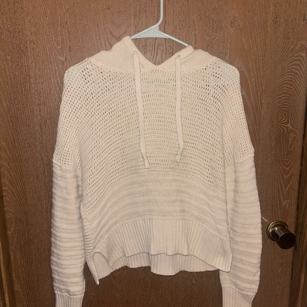 Aeropostale Cream Knit Hoodie Sweater